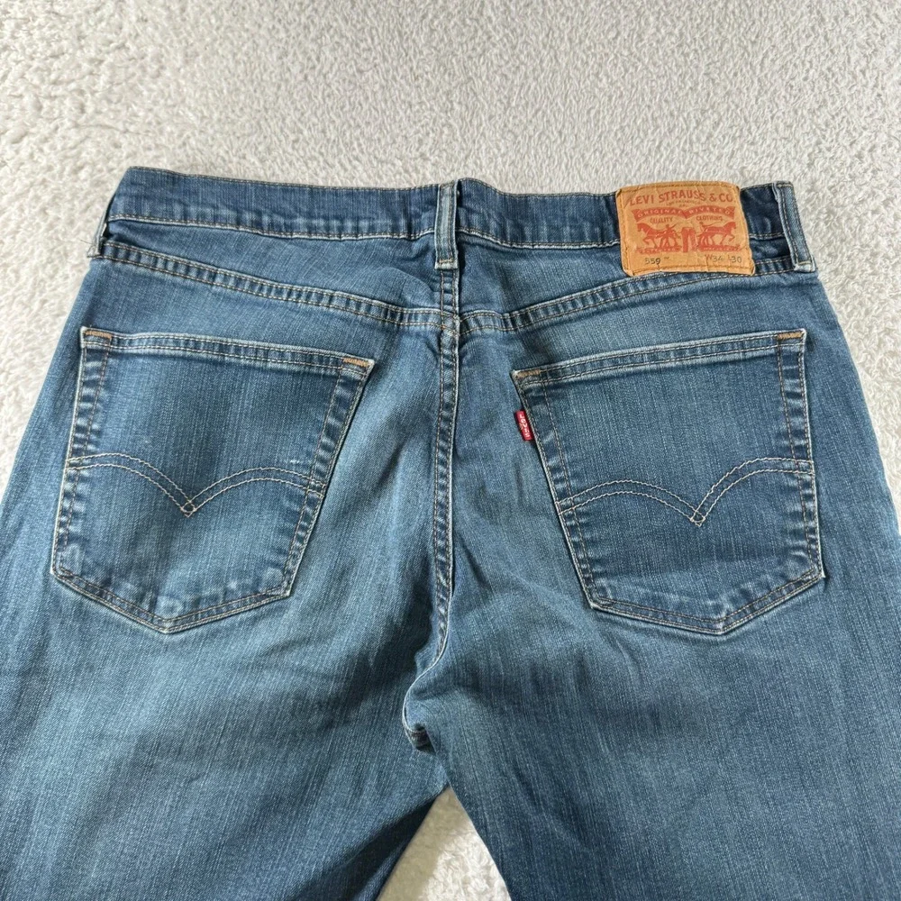 Levi's 559 Denim Relaxed Straight Jeans Pants Men's Size 34x30 Medium Wash Clean